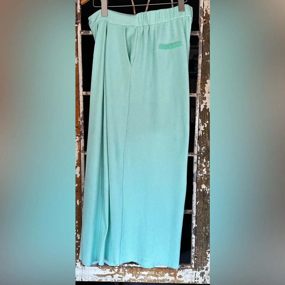 POL Free People Style Mint Green Drawstring Wide Leg Lounge Pants Boho Size - Picture 4 of 6